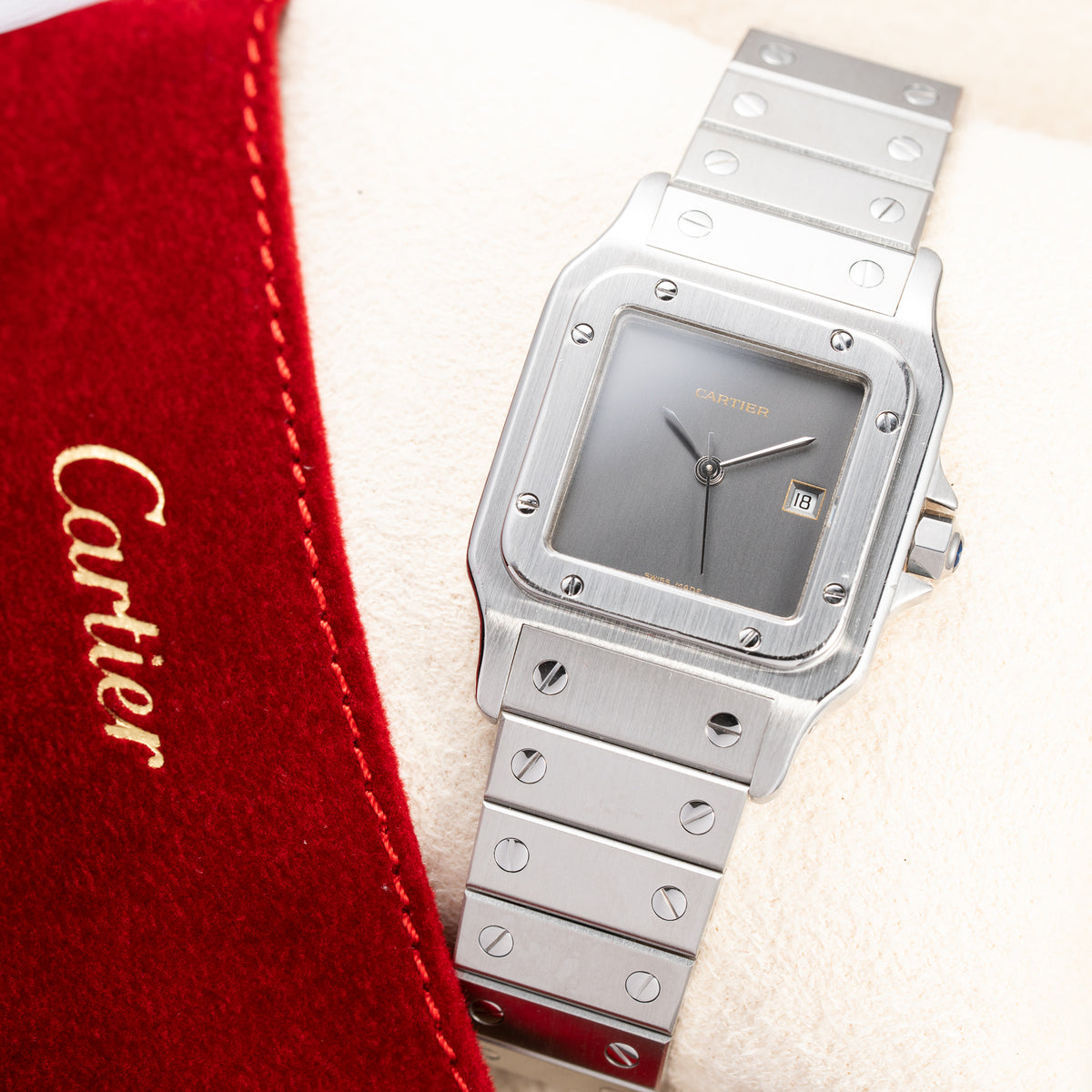 Cartier Santos Carrée 'Ghost' Grey Dial Cartier Service 2026 w/ 2-Year International Warranty Ref. 2960