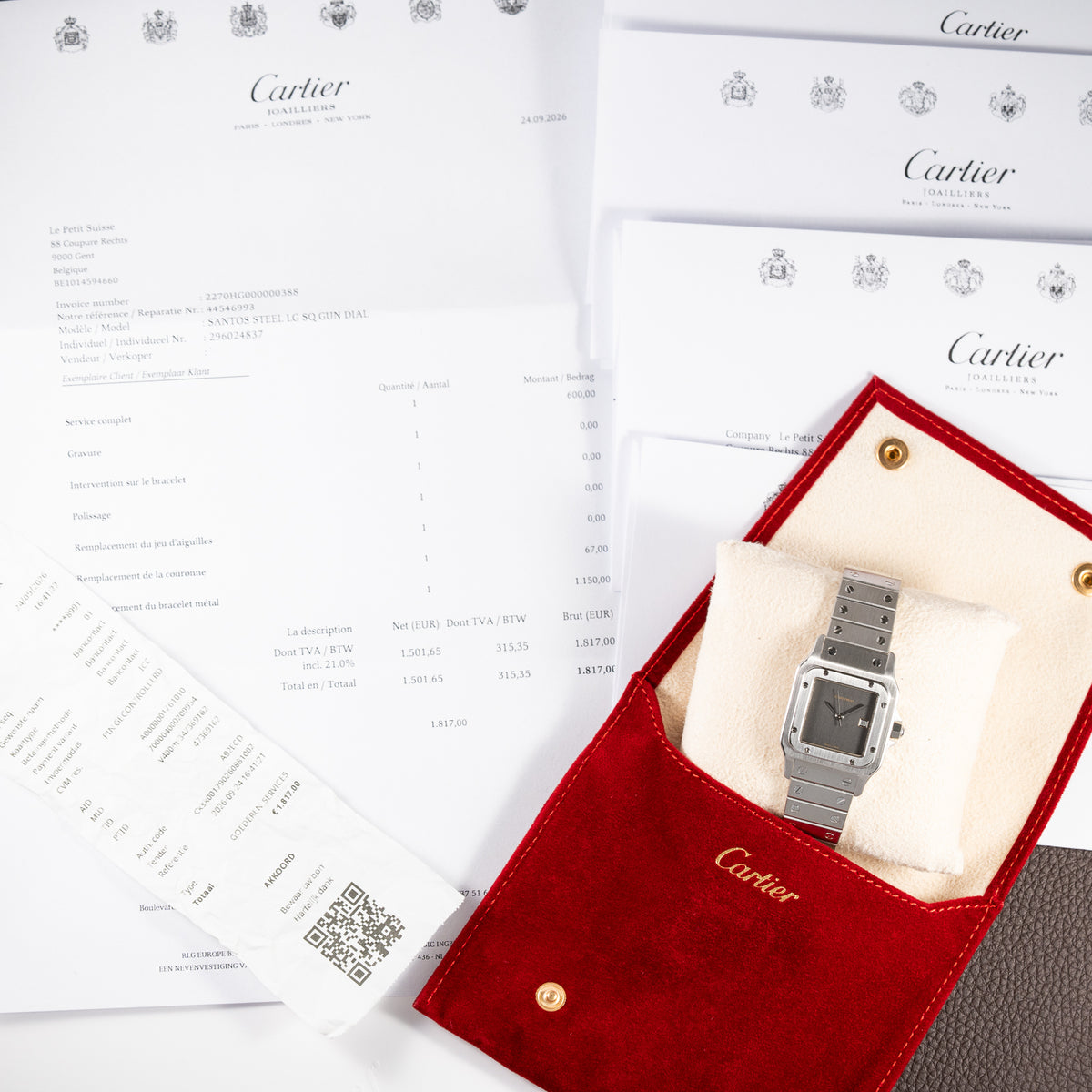 Cartier Santos Carrée 'Ghost' Grey Dial Cartier Service 2026 w/ 2-Year International Warranty Ref. 2960