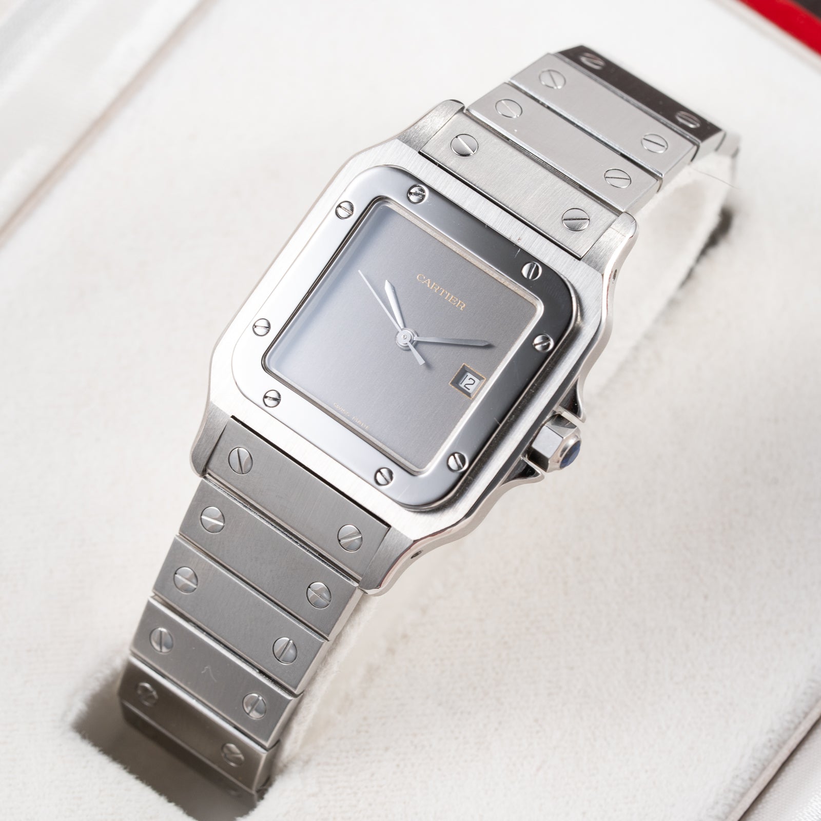 Cartier Santos Carrée “Ghost” Grey Stainless Steel Automatic Ref. 2960 from 1980s