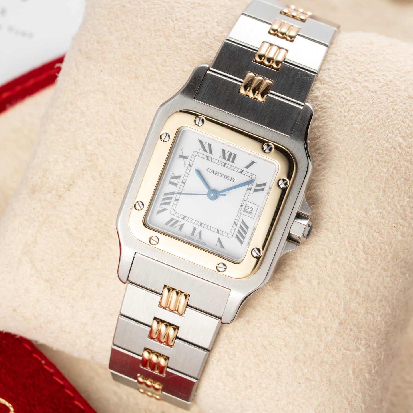 Cartier Santos Carrée Automatic Ref. 2961 on Godron Bracelet Serviced by Cartier in 2025