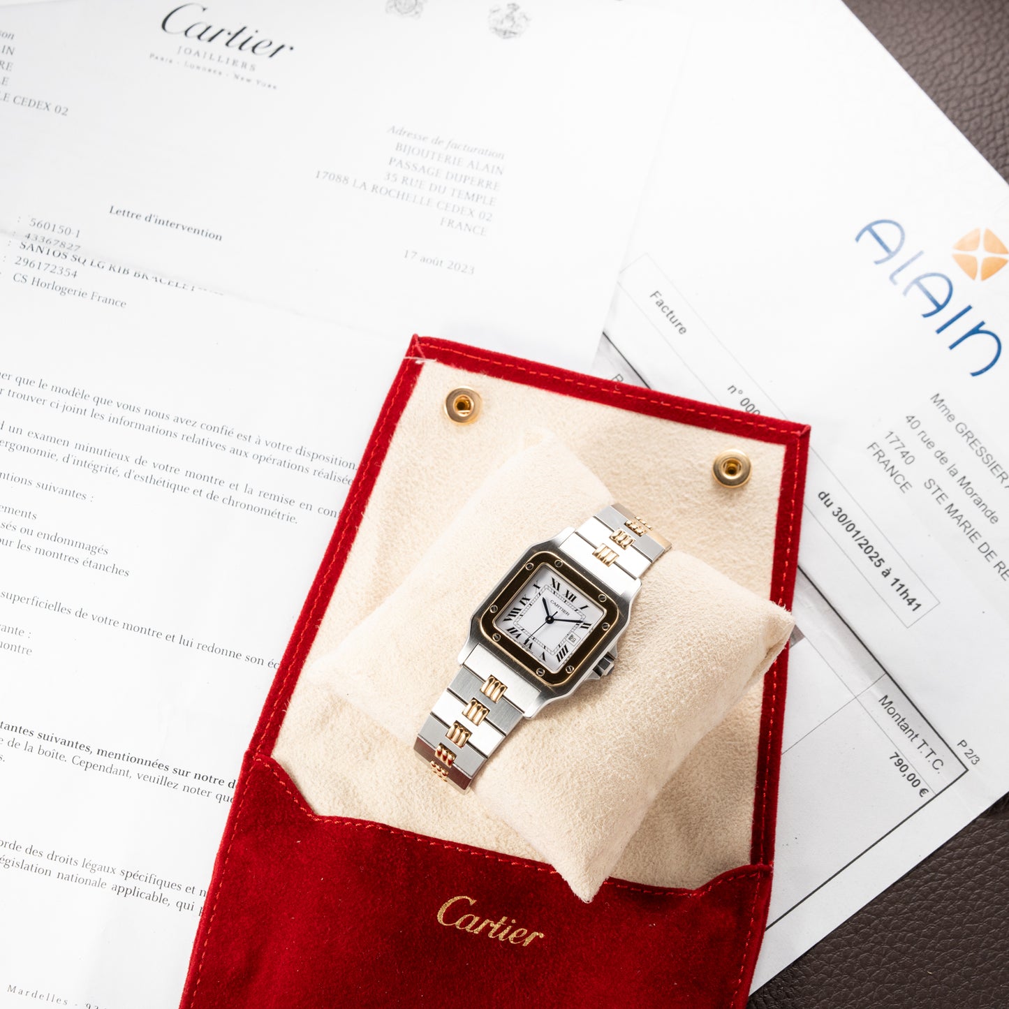 Cartier Santos Carrée Automatic Ref. 2961 on Godron Bracelet Serviced by Cartier in 2025