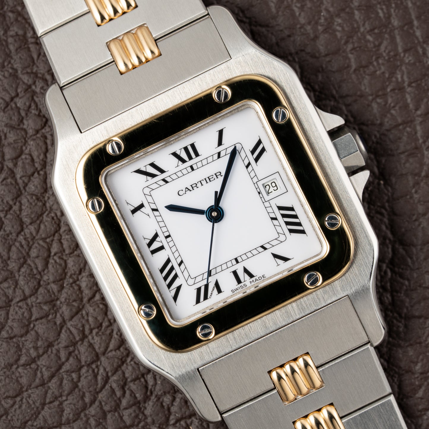 Cartier Santos Carrée Automatic Ref. 2961 on Godron Bracelet Serviced by Cartier in 2025