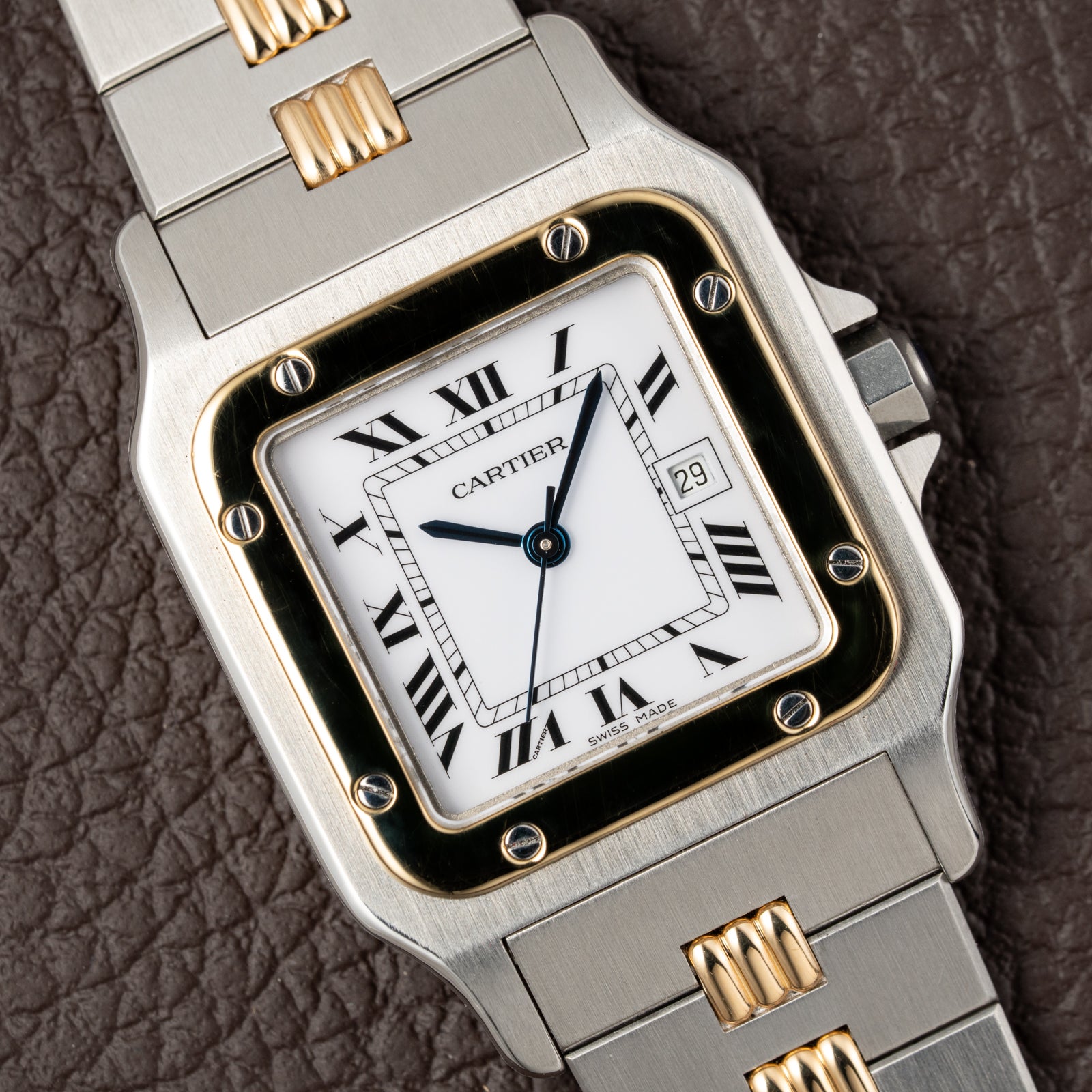 Cartier Santos Carrée Automatic Ref. 2961 on Godron Bracelet Serviced by Cartier in 2025