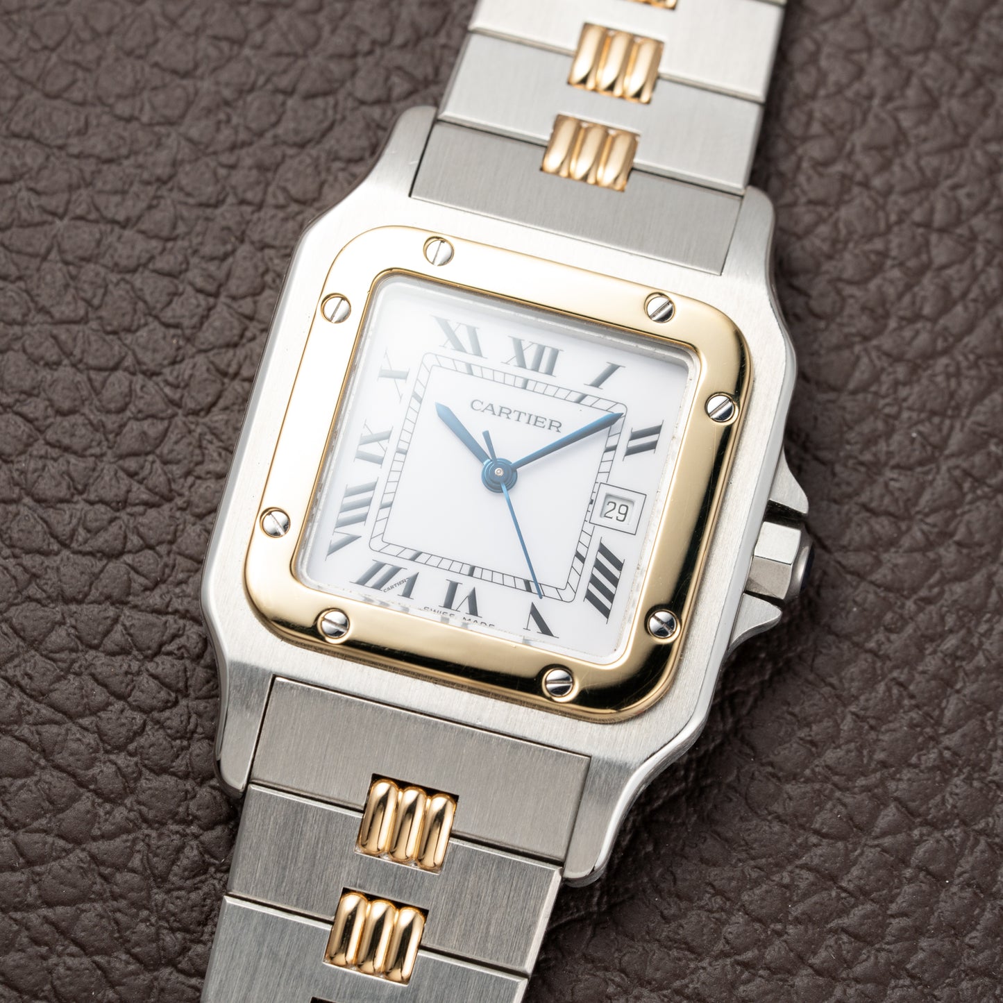 Cartier Santos Carrée Automatic Ref. 2961 on Godron Bracelet Serviced by Cartier in 2025