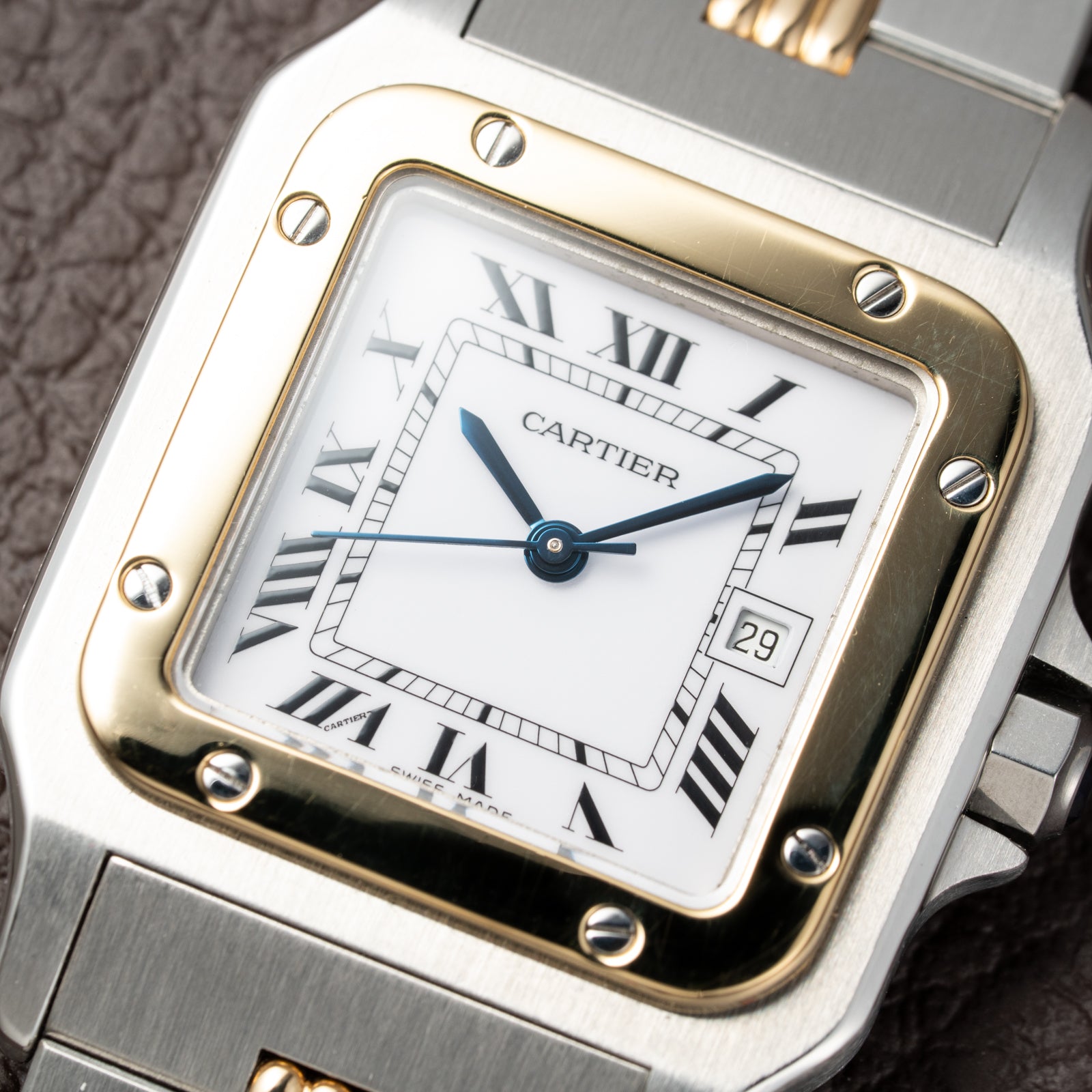 Cartier Santos Carrée Automatic Ref. 2961 on Godron Bracelet Serviced by Cartier in 2025
