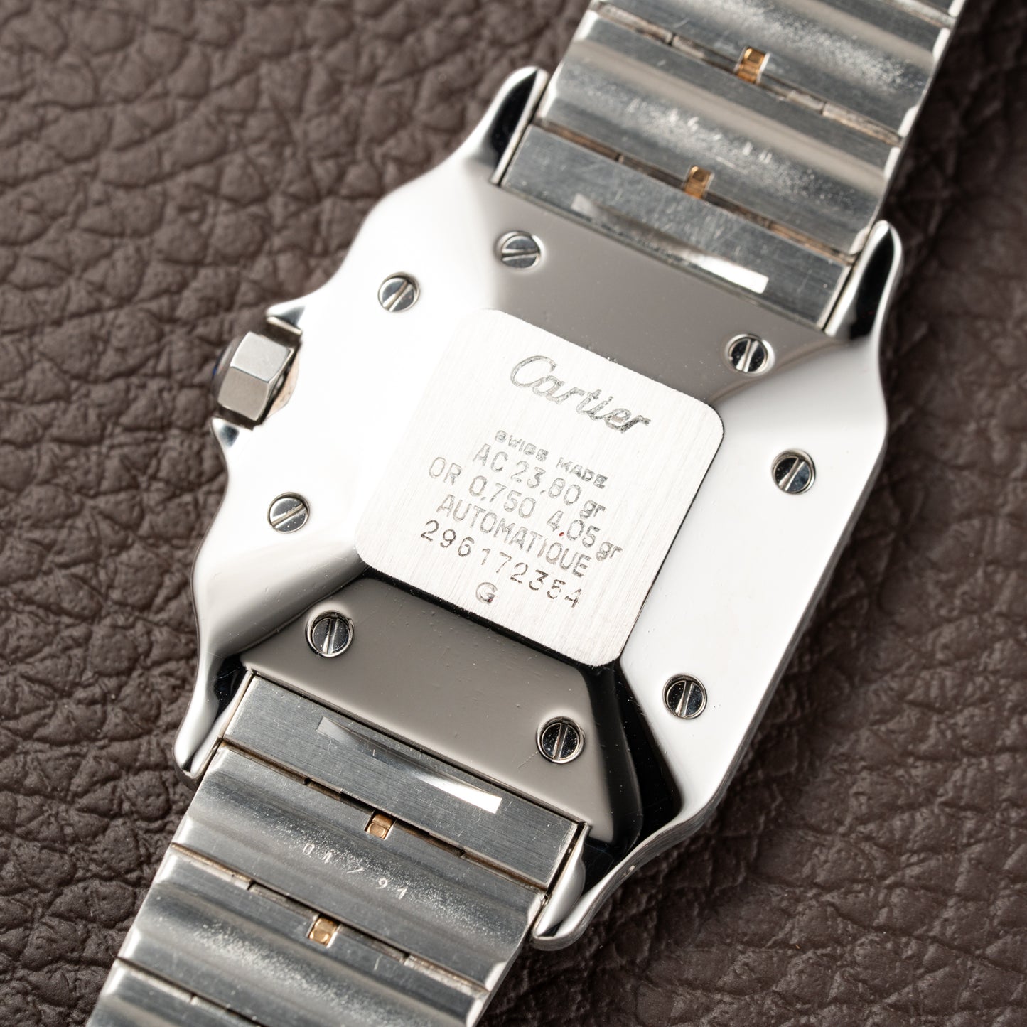 Cartier Santos Carrée Automatic Ref. 2961 on Godron Bracelet Serviced by Cartier in 2025