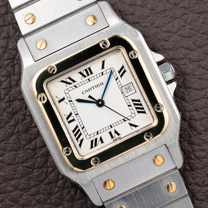 Cartier Santos Carrée Automatic GM Gold & Steel Ref 2961 from 1980s