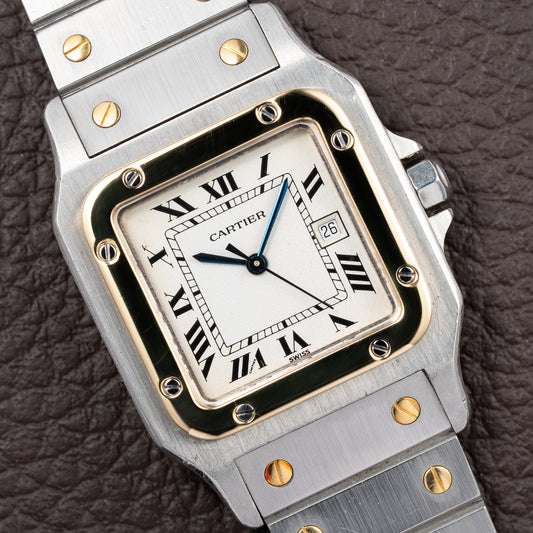 Cartier Santos Carrée Automatic GM Gold & Steel Ref 2961 from 1980s