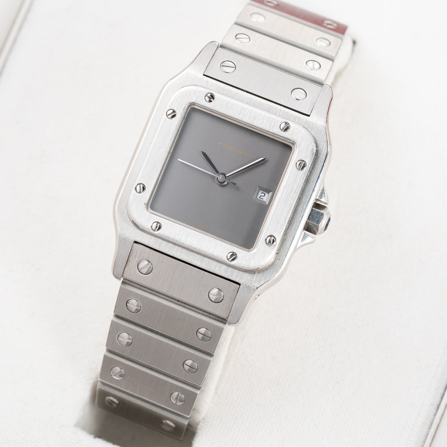 Cartier Santos Carrée Grey Ghost "Swiss" Only Full Set from 1986 Ref 2960