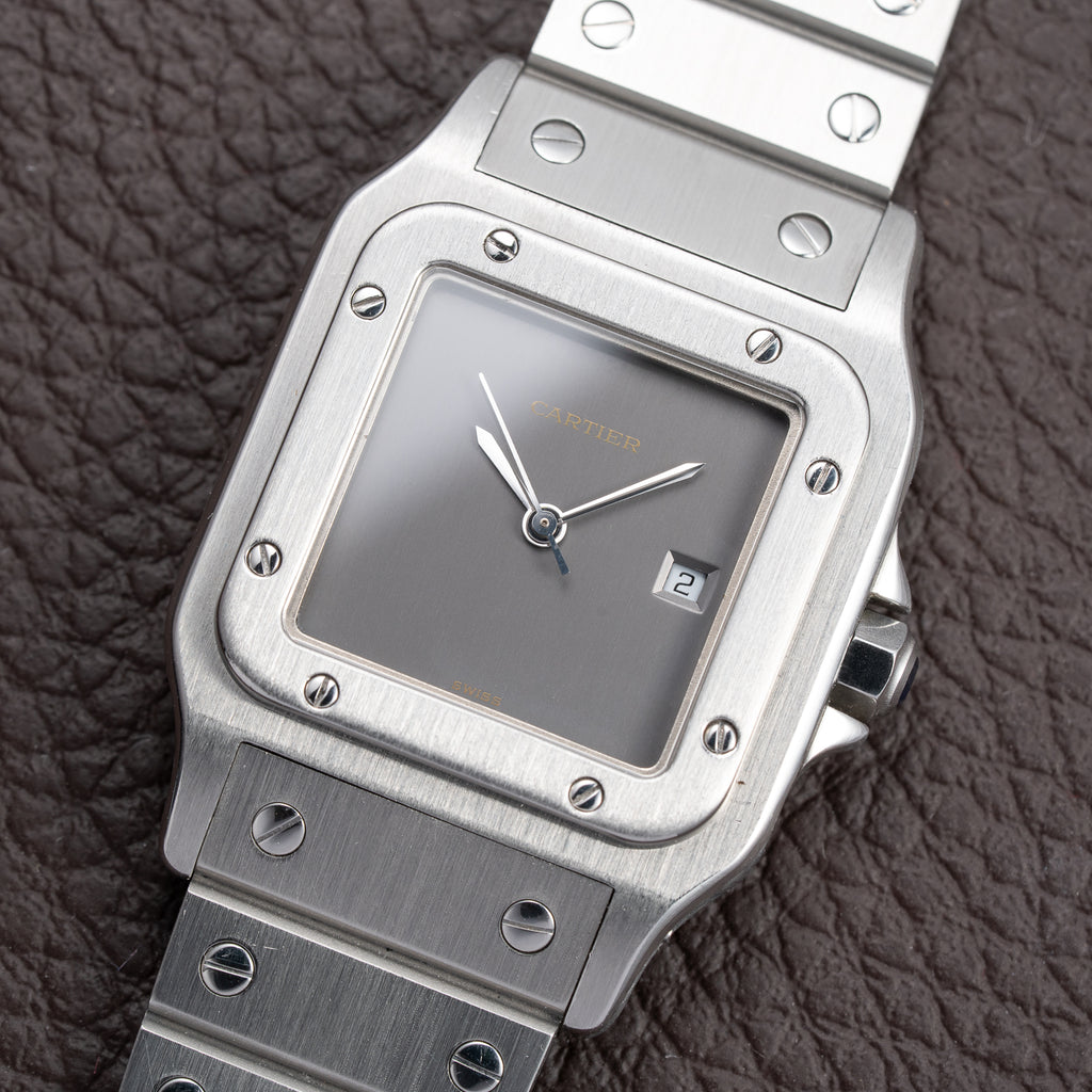 Cartier Santos Carrée Grey Ghost "Swiss" Only Full Set from 1986 Ref 2960