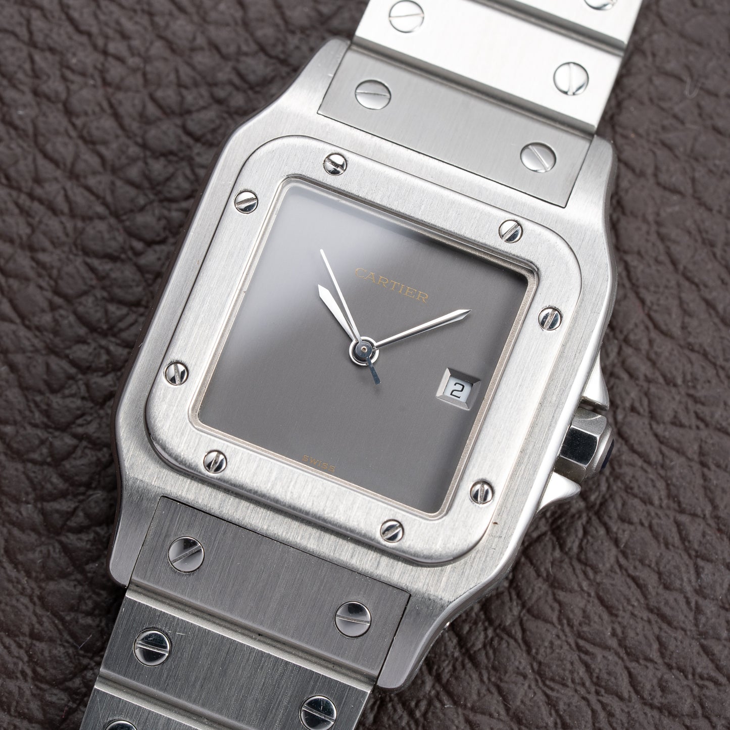 Cartier Santos Carrée Grey Ghost "Swiss" Only Full Set from 1986 Ref 2960