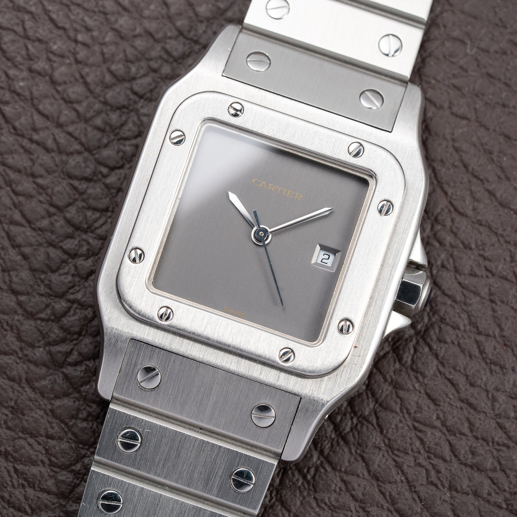 Cartier Santos Carrée Grey Ghost "Swiss" Only Full Set from 1986 Ref 2960