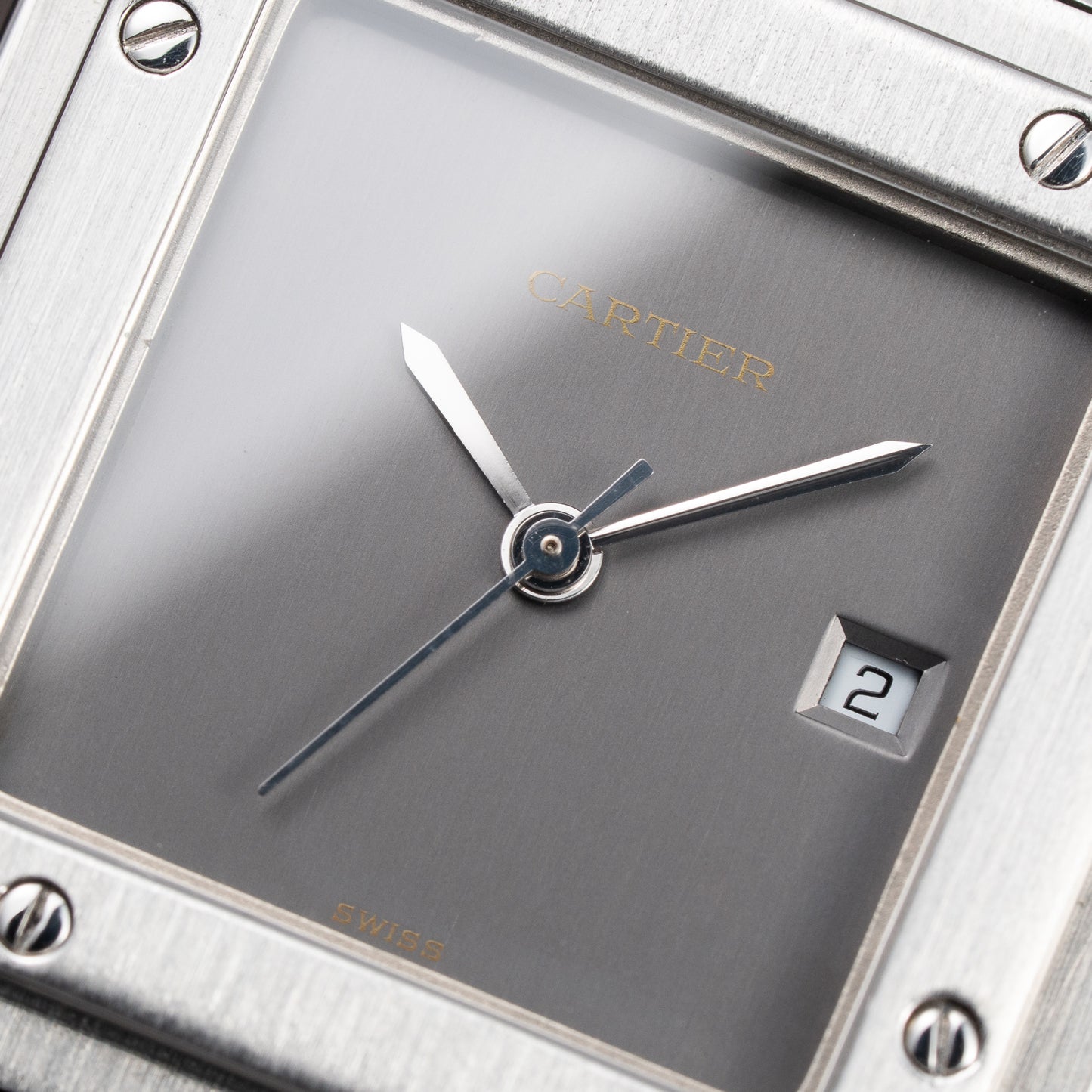 Cartier Santos Carrée Grey Ghost "Swiss" Only Full Set from 1986 Ref 2960