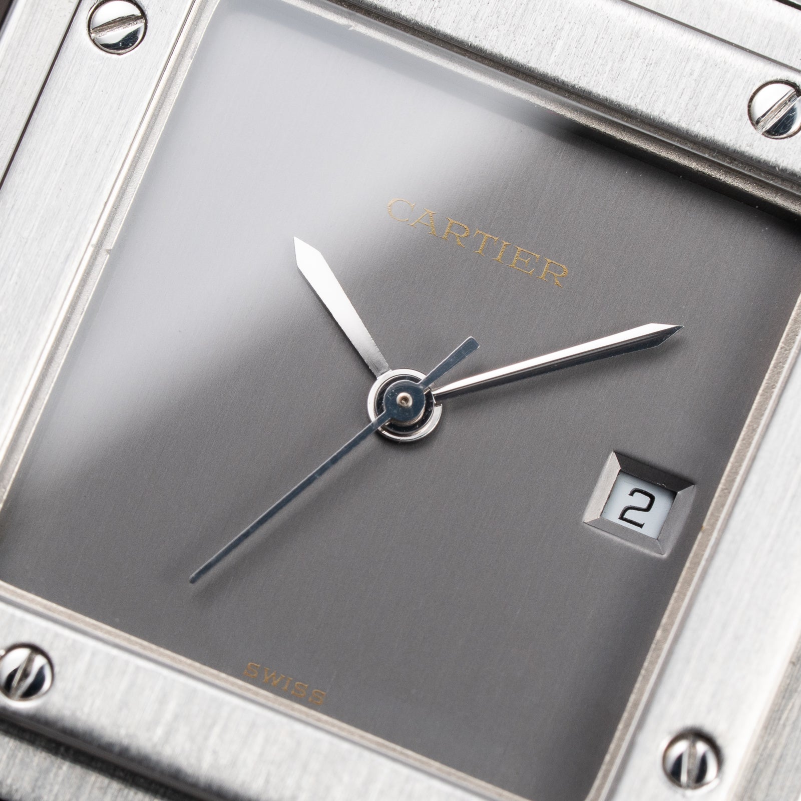 Cartier Santos Carrée Grey Ghost "Swiss" Only Full Set from 1986 Ref 2960