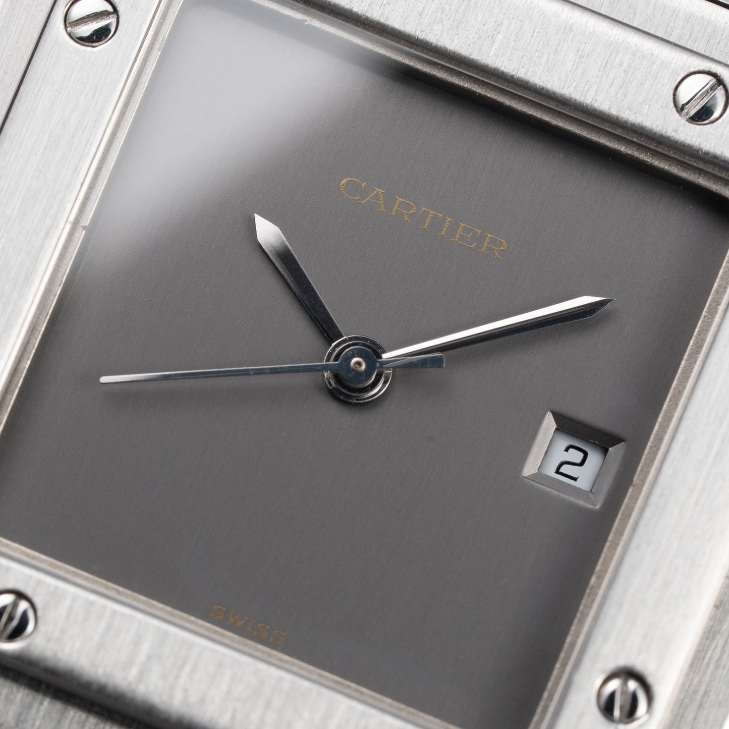 Cartier Santos Carrée Grey Ghost "Swiss" Only Full Set from 1986 Ref 2960