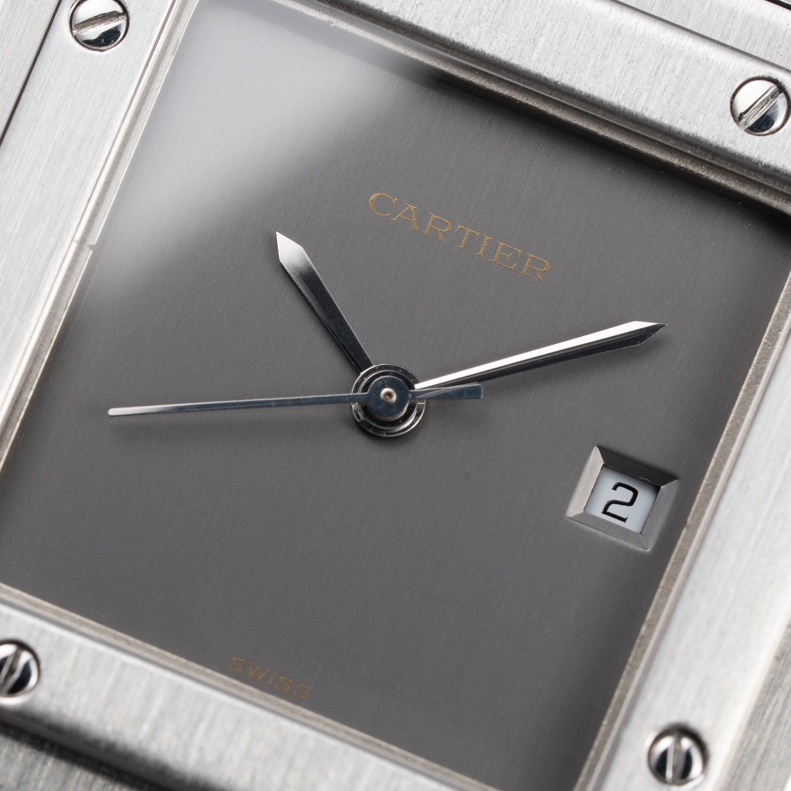 Cartier Santos Carrée Grey Ghost "Swiss" Only Full Set from 1986 Ref 2960