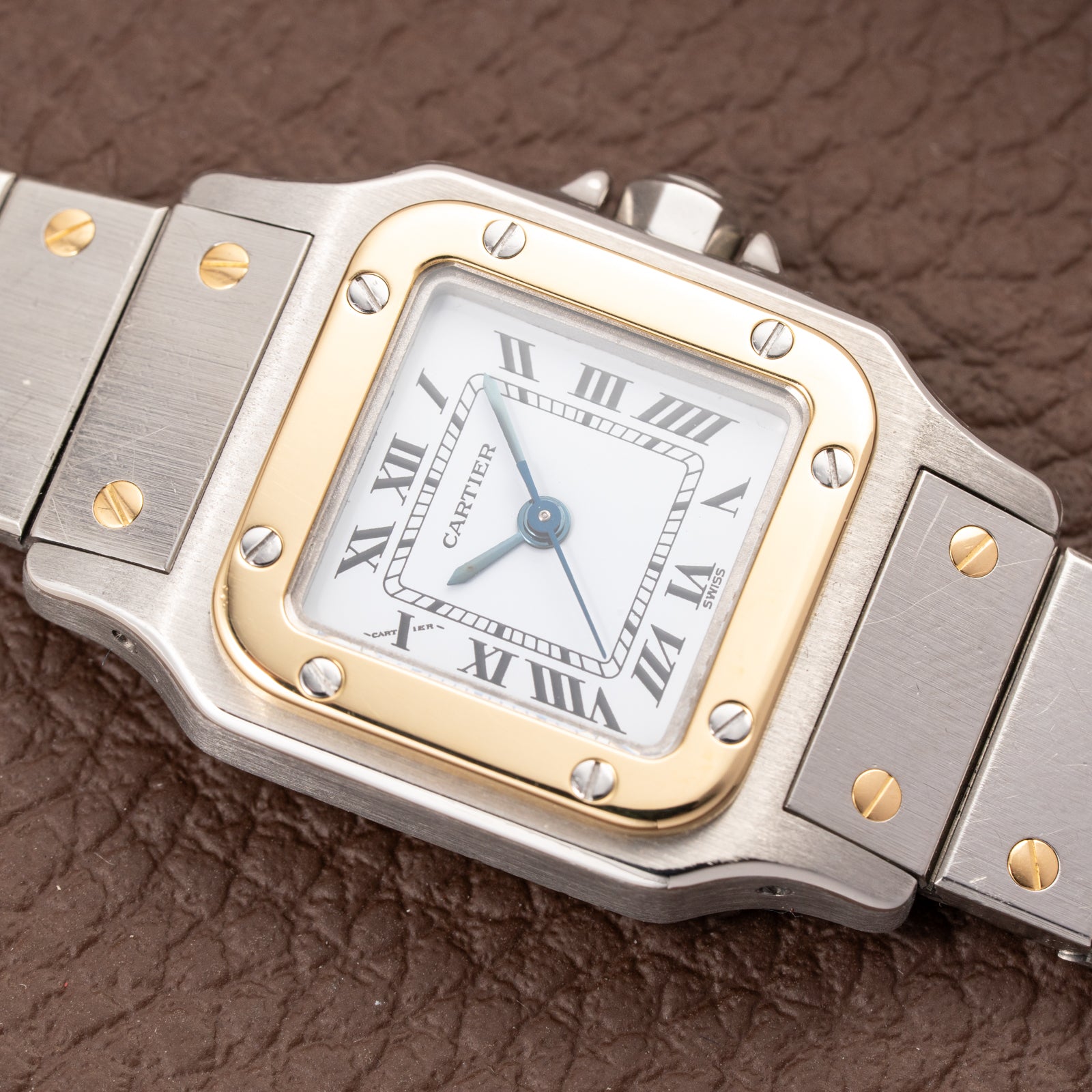 Cartier Santos Lady Automatic Gold Steel PM 1990s Ref. 0902