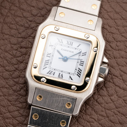 Cartier Santos Lady Automatic Gold Steel PM 1990s Ref. 0902