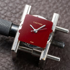 Cartier Santos Carrée Lady Burgundy Red Dial “Swiss Only” Automatic Ref. 0901 from 1980s