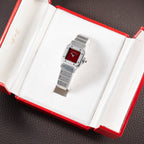 Cartier Santos Carrée Lady Burgundy Red Dial “Swiss Only” Automatic Ref. 0901 from 1980s