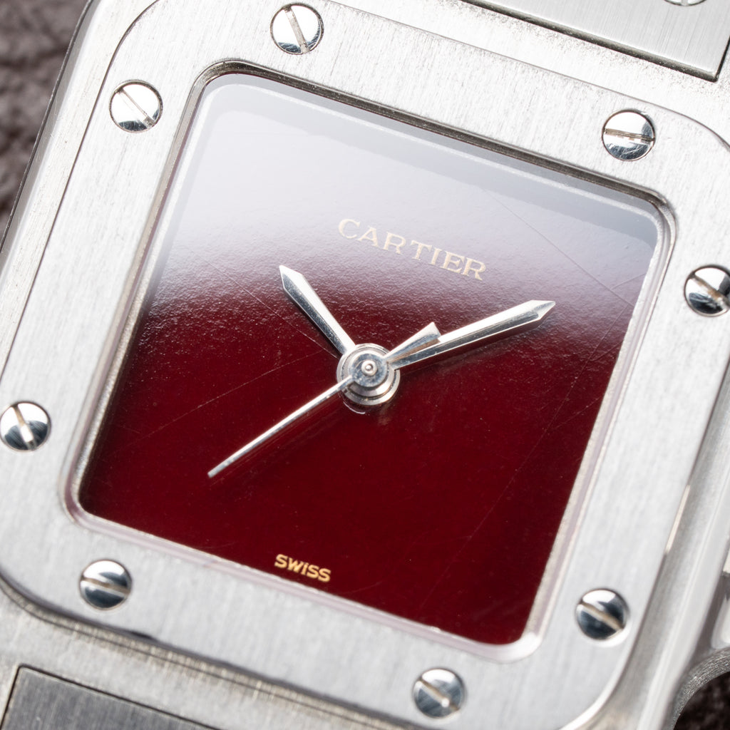Cartier Santos Carrée Lady Burgundy Red Dial “Swiss Only” Automatic Ref. 0901 from 1980s
