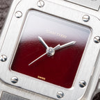 Cartier Santos Carrée Lady Burgundy Red Dial “Swiss Only” Automatic Ref. 0901 from 1980s