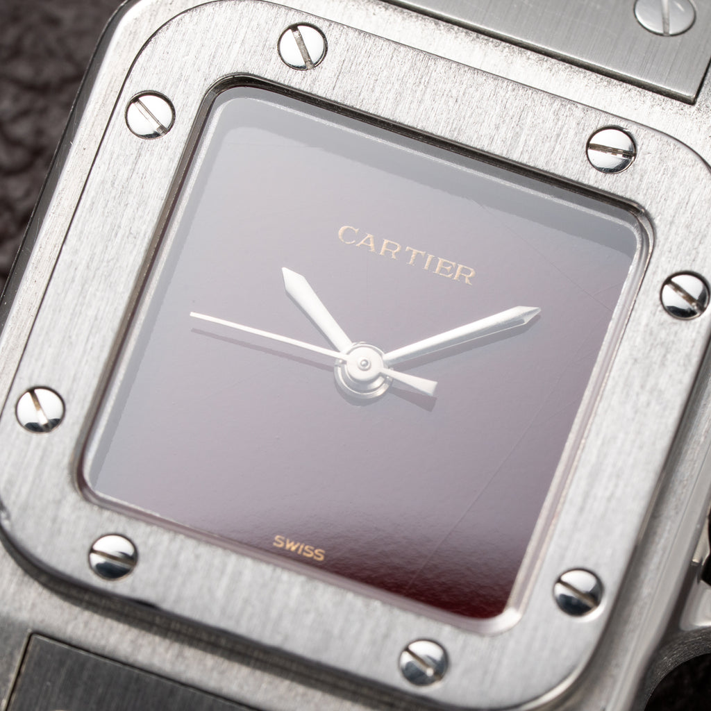 Cartier Santos Carrée Lady Burgundy Red Dial “Swiss Only” Automatic Ref. 0901 from 1980s