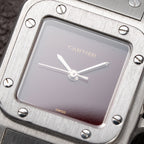 Cartier Santos Carrée Lady Burgundy Red Dial “Swiss Only” Automatic Ref. 0901 from 1980s