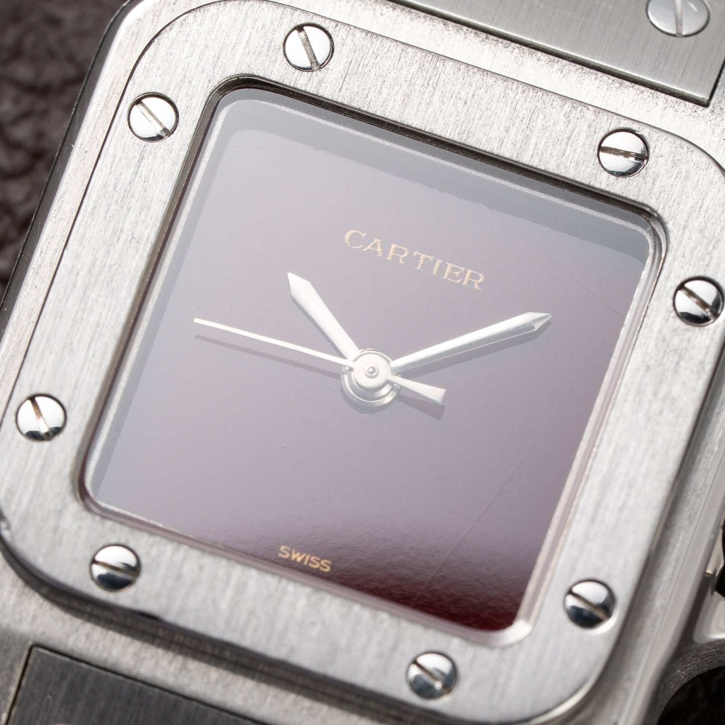 Cartier Santos Carrée Lady Burgundy Red Dial “Swiss Only” Automatic Ref. 0901 from 1980s