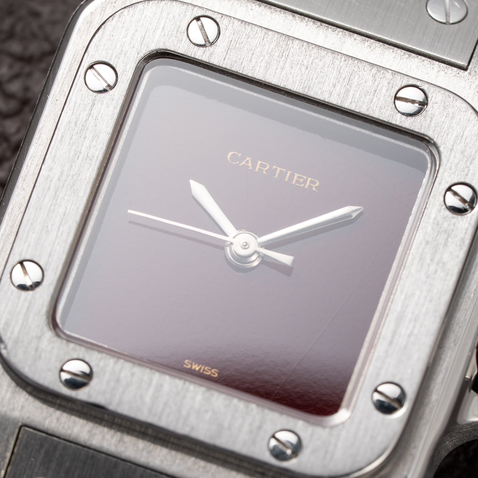 Cartier Santos Carrée Lady Burgundy Red Dial “Swiss Only” Automatic Ref. 0901 from 1980s