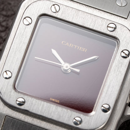 Cartier Santos Carrée Lady Burgundy Red Dial “Swiss Only” Automatic Ref. 0901 from 1980s