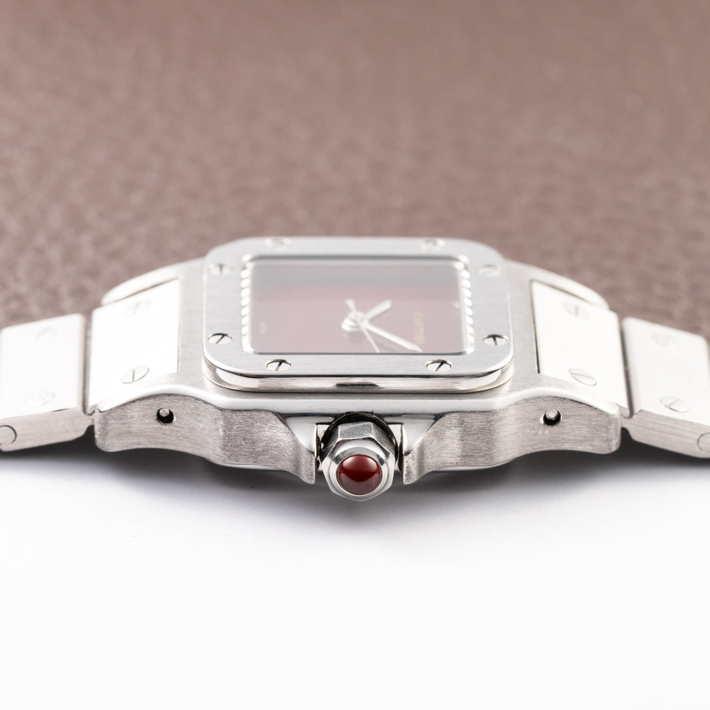 Cartier Santos Carrée Lady Burgundy Red Dial “Swiss Only” Automatic Ref. 0901 from 1980s