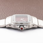 Cartier Santos Carrée Lady Burgundy Red Dial “Swiss Only” Automatic Ref. 0901 from 1980s