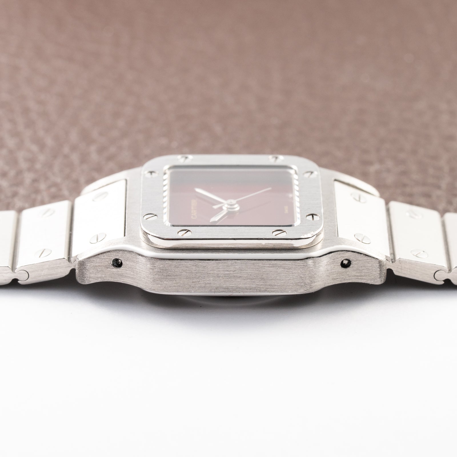 Cartier Santos Carrée Lady Burgundy Red Dial “Swiss Only” Automatic Ref. 0901 from 1980s