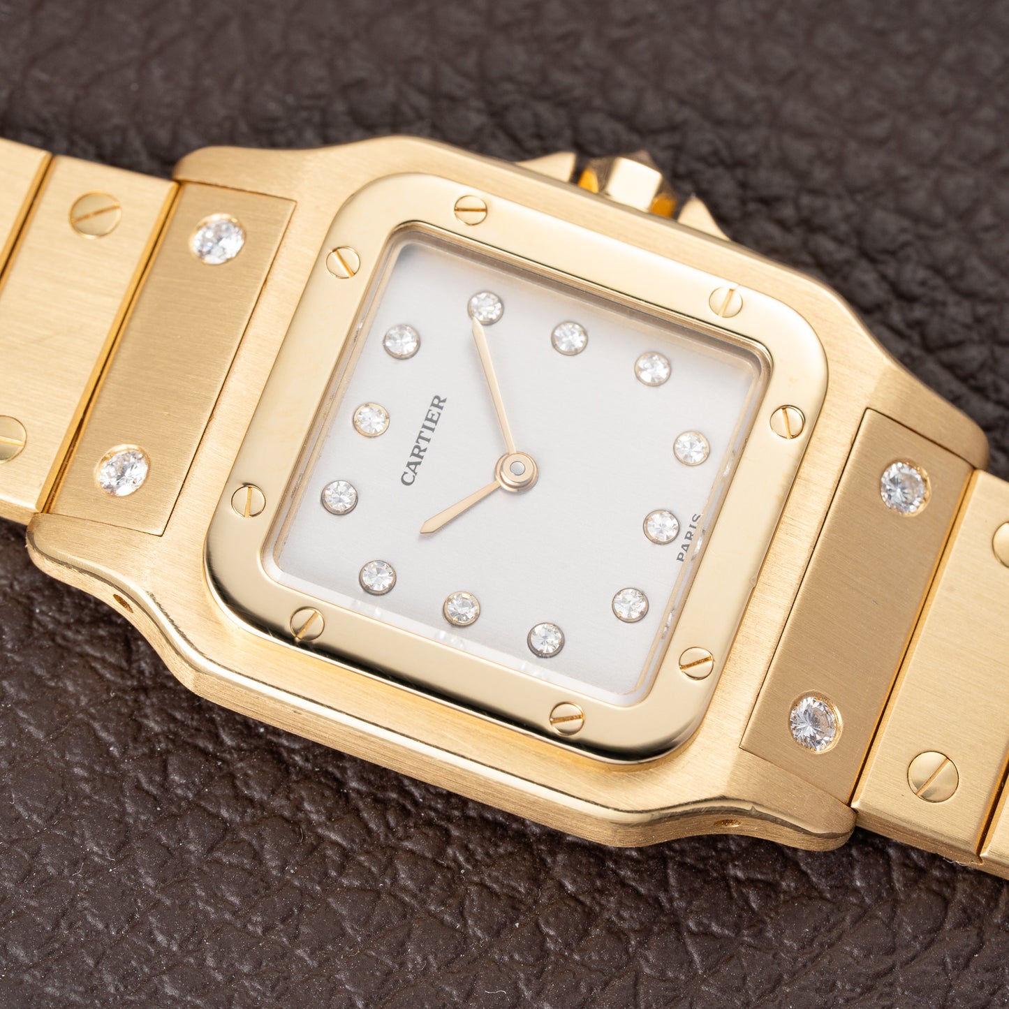 Cartier Santos Carrée Or Massif Factory Diamond “Paris” Dial Full Set Ref. 2960 from 1986