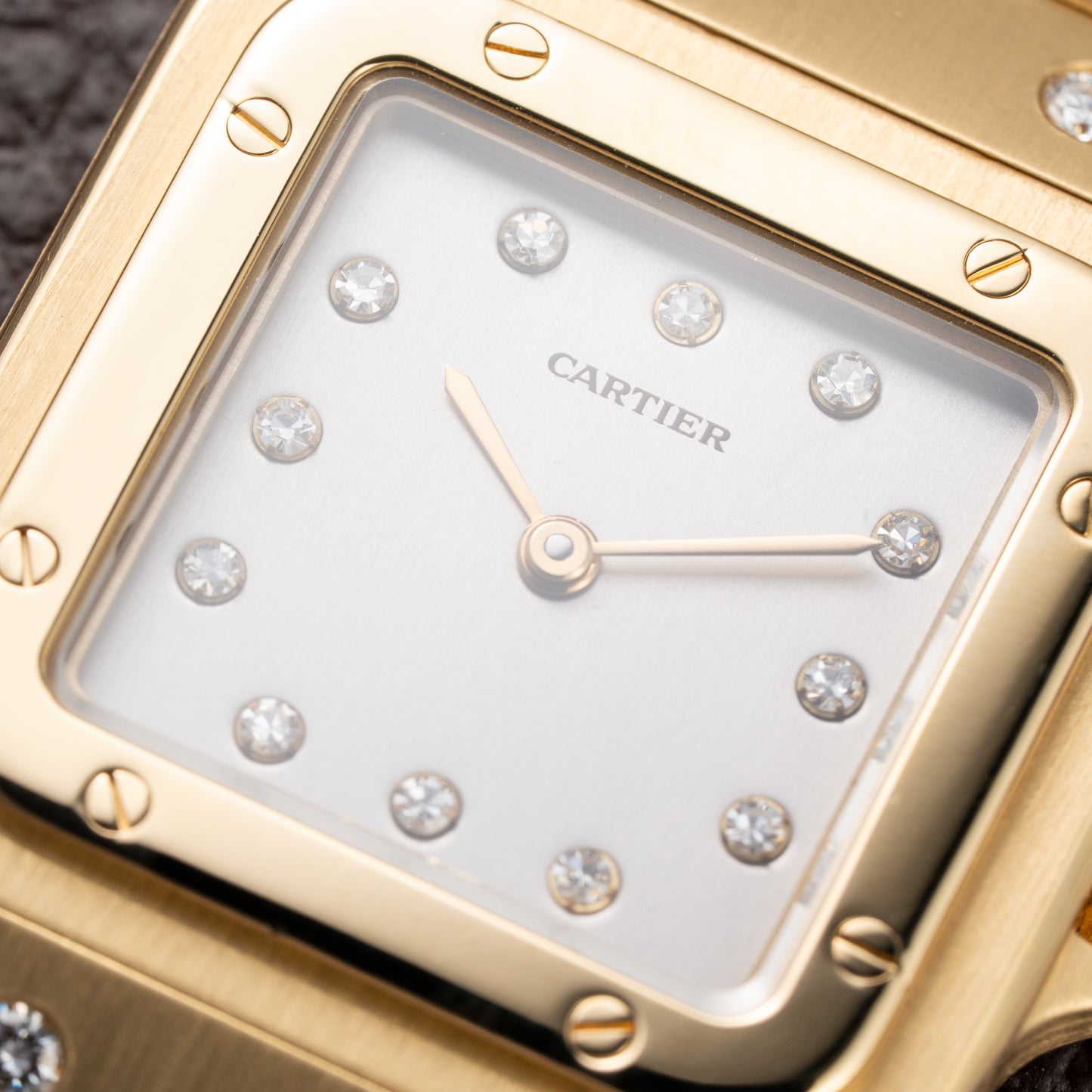 Cartier Santos Carrée Or Massif Factory Diamond “Paris” Dial Full Set Ref. 2960 from 1986