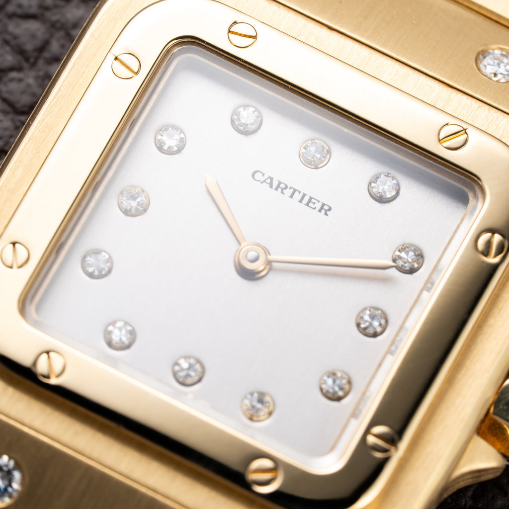 Cartier Santos Carrée Or Massif Factory Diamond “Paris” Dial Full Set Ref. 2960 from 1986