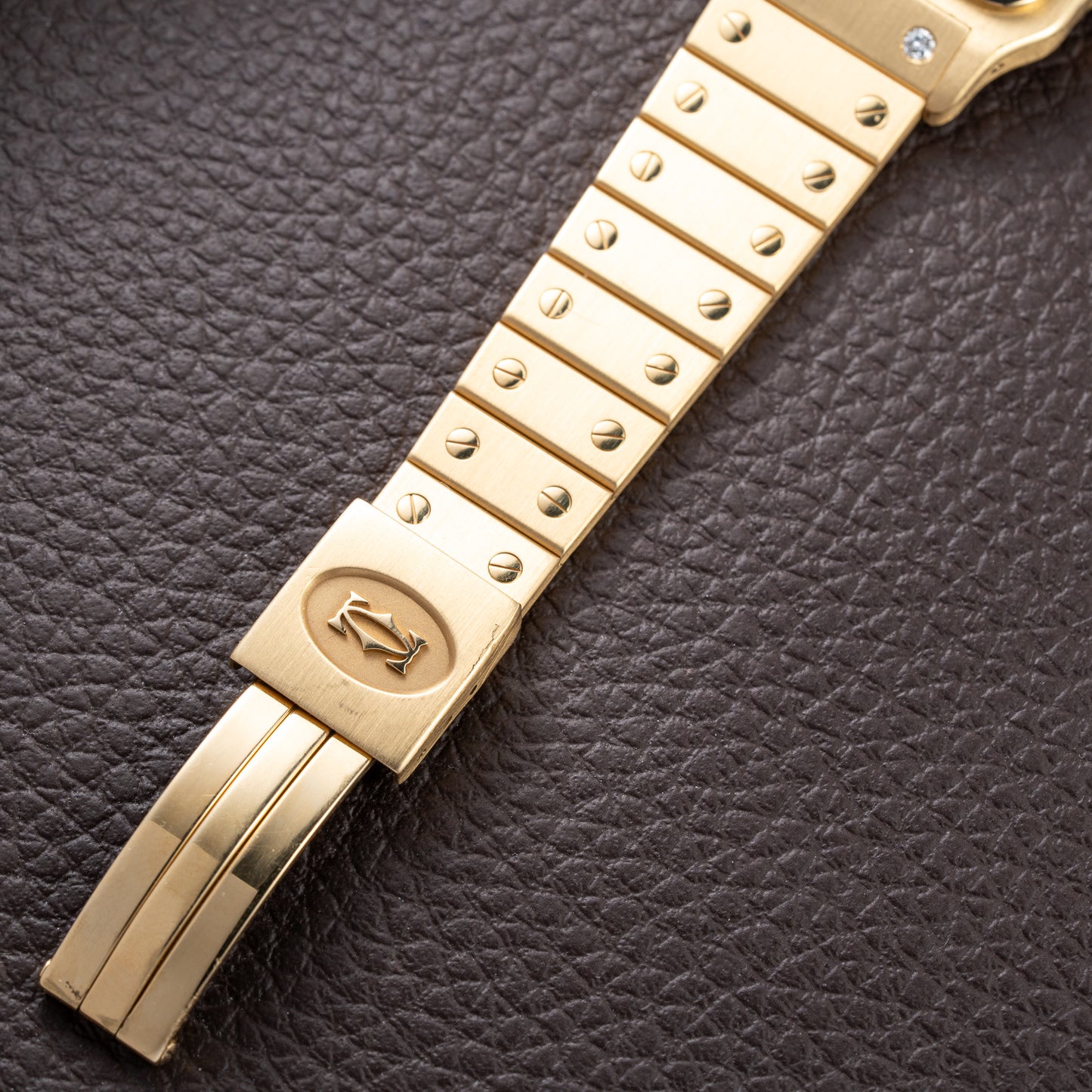 Cartier Santos Carrée Or Massif Factory Diamond “Paris” Dial Full Set Ref. 2960 from 1986