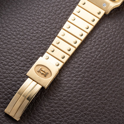 Cartier Santos Carrée Or Massif Factory Diamond “Paris” Dial Full Set Ref. 2960 from 1986