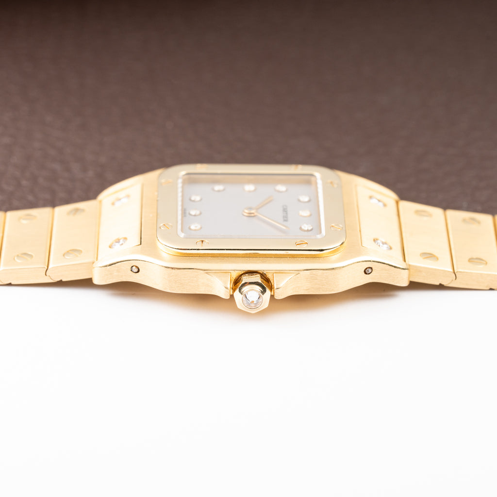 Cartier Santos Carrée Or Massif Factory Diamond “Paris” Dial Full Set Ref. 2960 from 1986