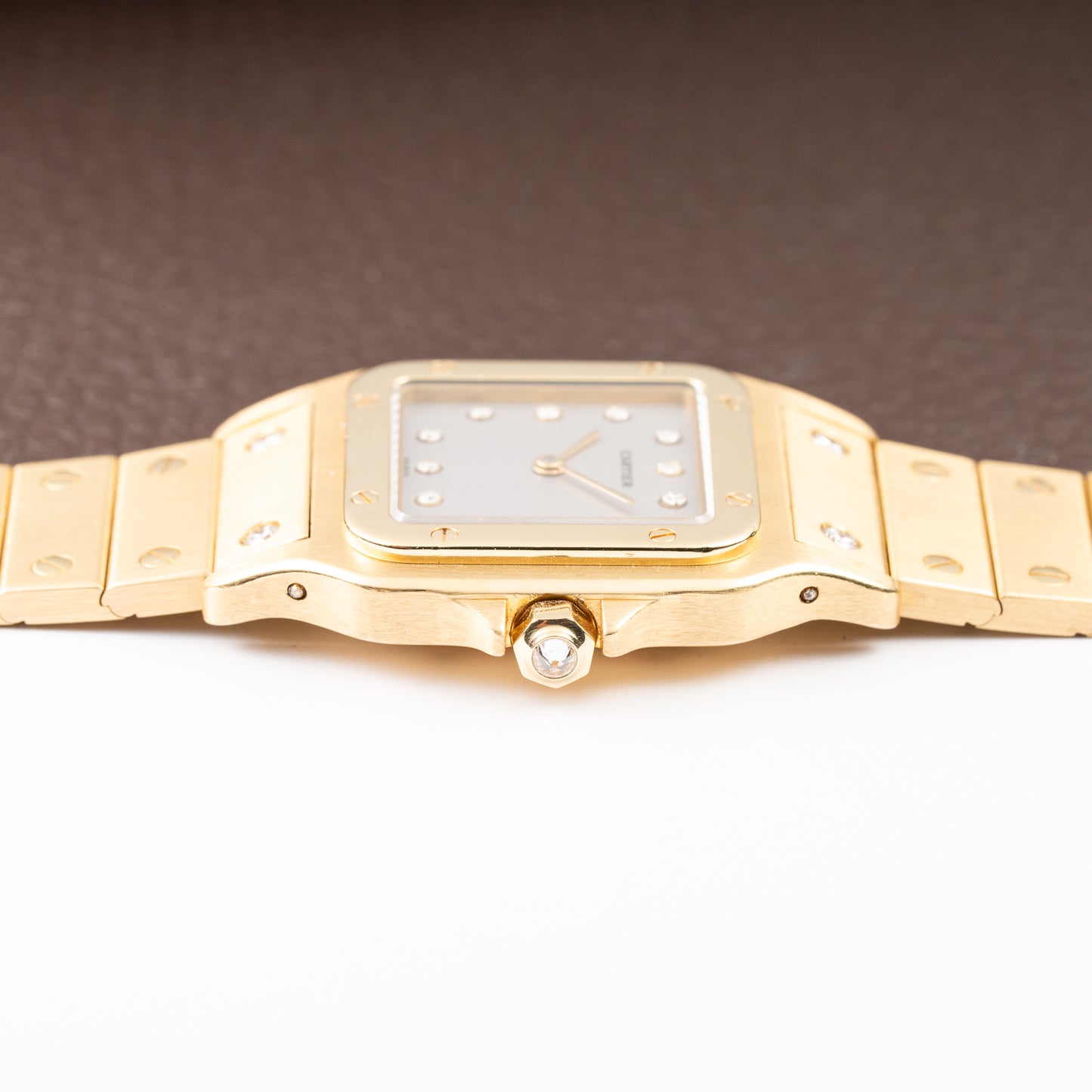 Cartier Santos Carrée Or Massif Factory Diamond “Paris” Dial Full Set Ref. 2960 from 1986