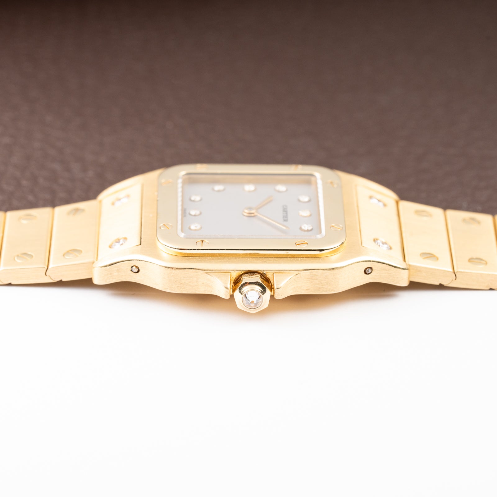 Cartier Santos Carrée Or Massif Factory Diamond “Paris” Dial Full Set Ref. 2960 from 1986