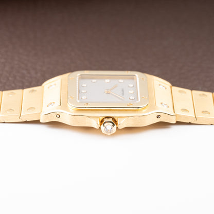 Cartier Santos Carrée Or Massif Factory Diamond “Paris” Dial Full Set Ref. 2960 from 1986