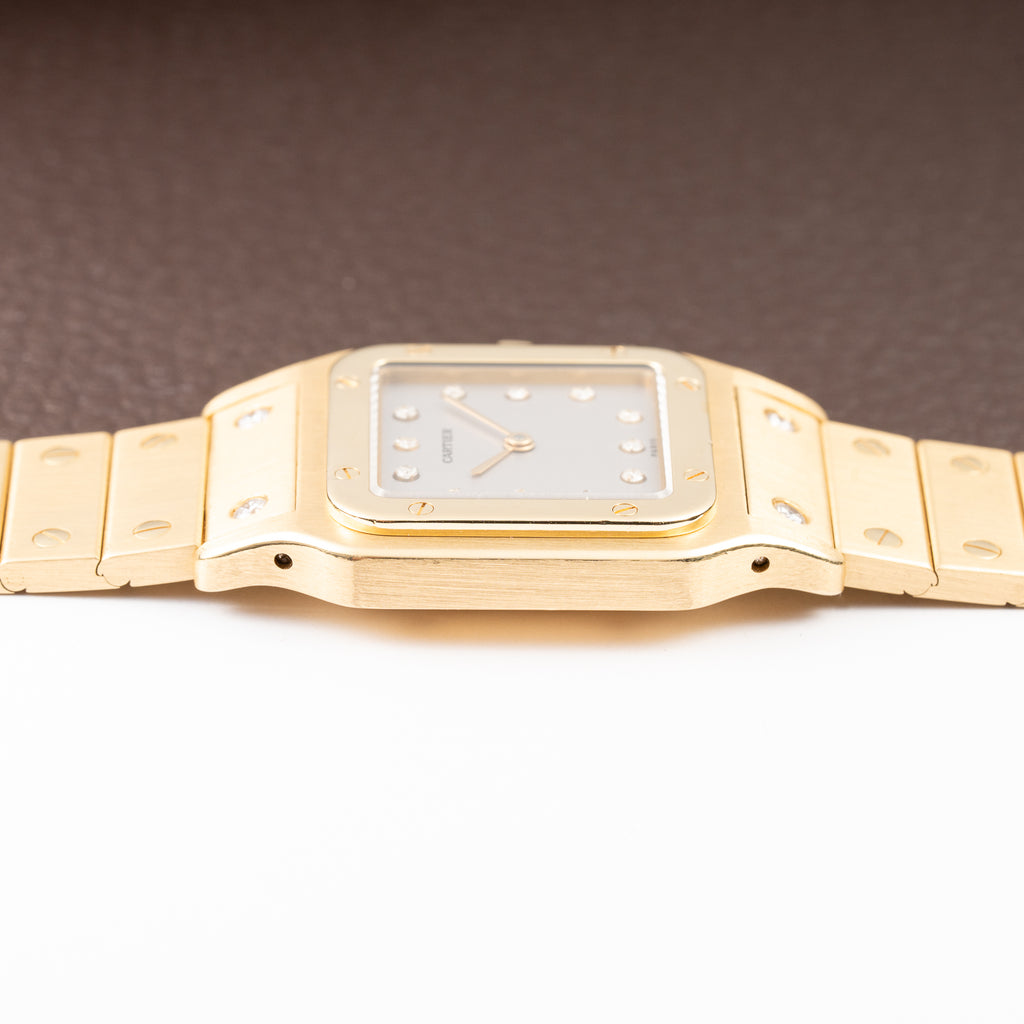 Cartier Santos Carrée Or Massif Factory Diamond “Paris” Dial Full Set Ref. 2960 from 1986