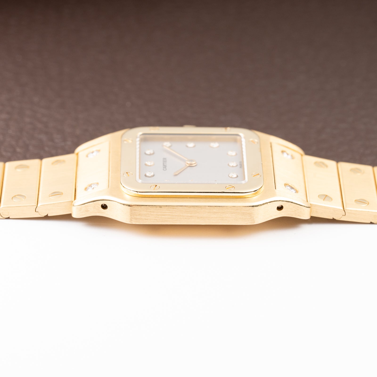 Cartier Santos Carrée Or Massif Factory Diamond “Paris” Dial Full Set Ref. 2960 from 1986