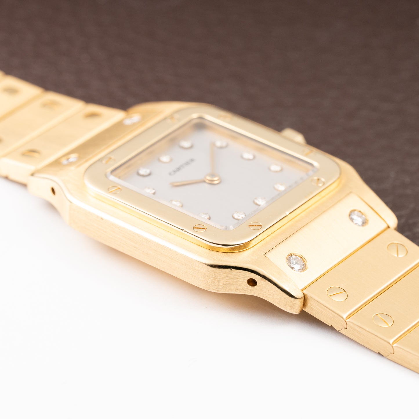 Cartier Santos Carrée Or Massif Factory Diamond “Paris” Dial Full Set Ref. 2960 from 1986
