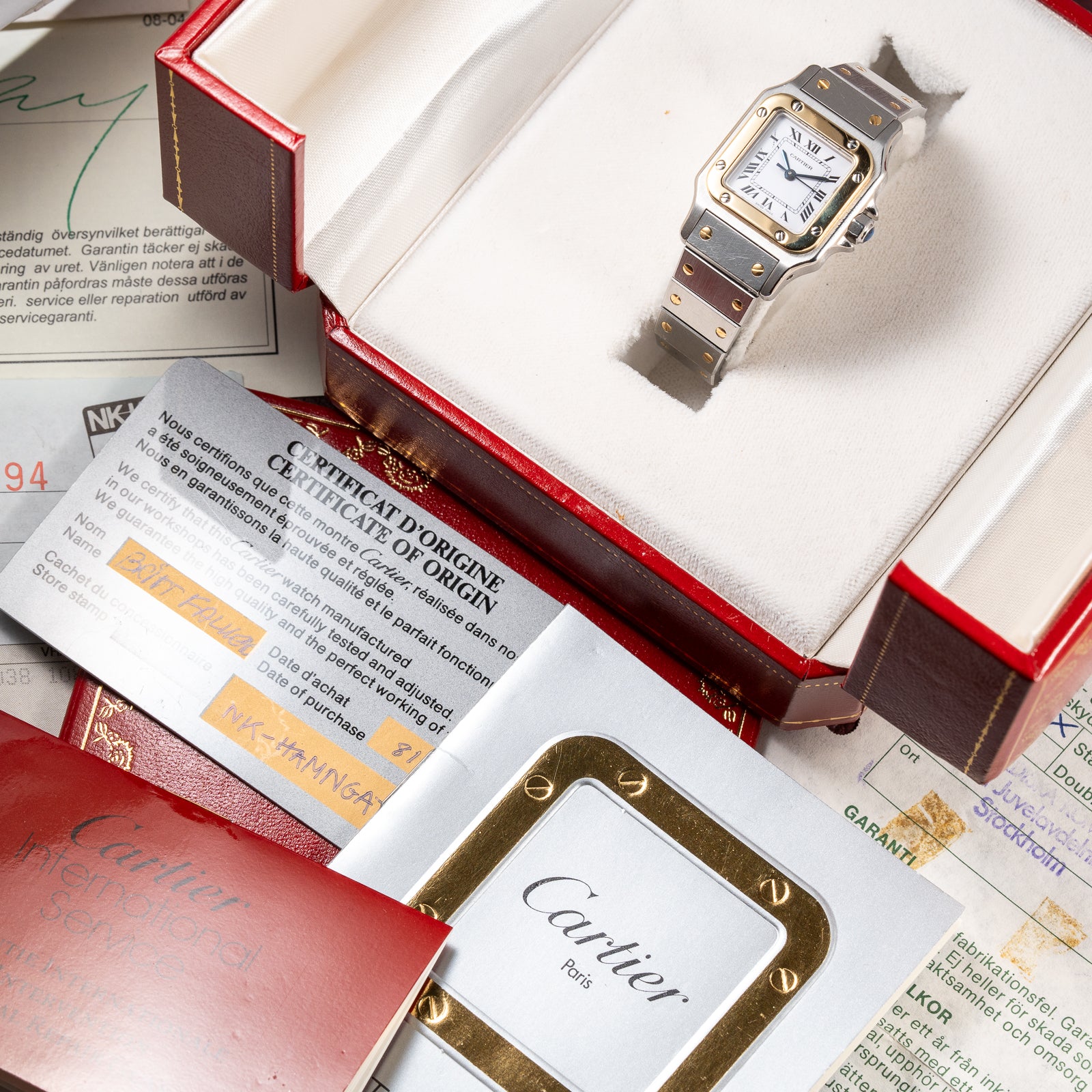 Cartier Santos Lady Automatic Full Set 1981 Gold Steel PM Ref. 0902