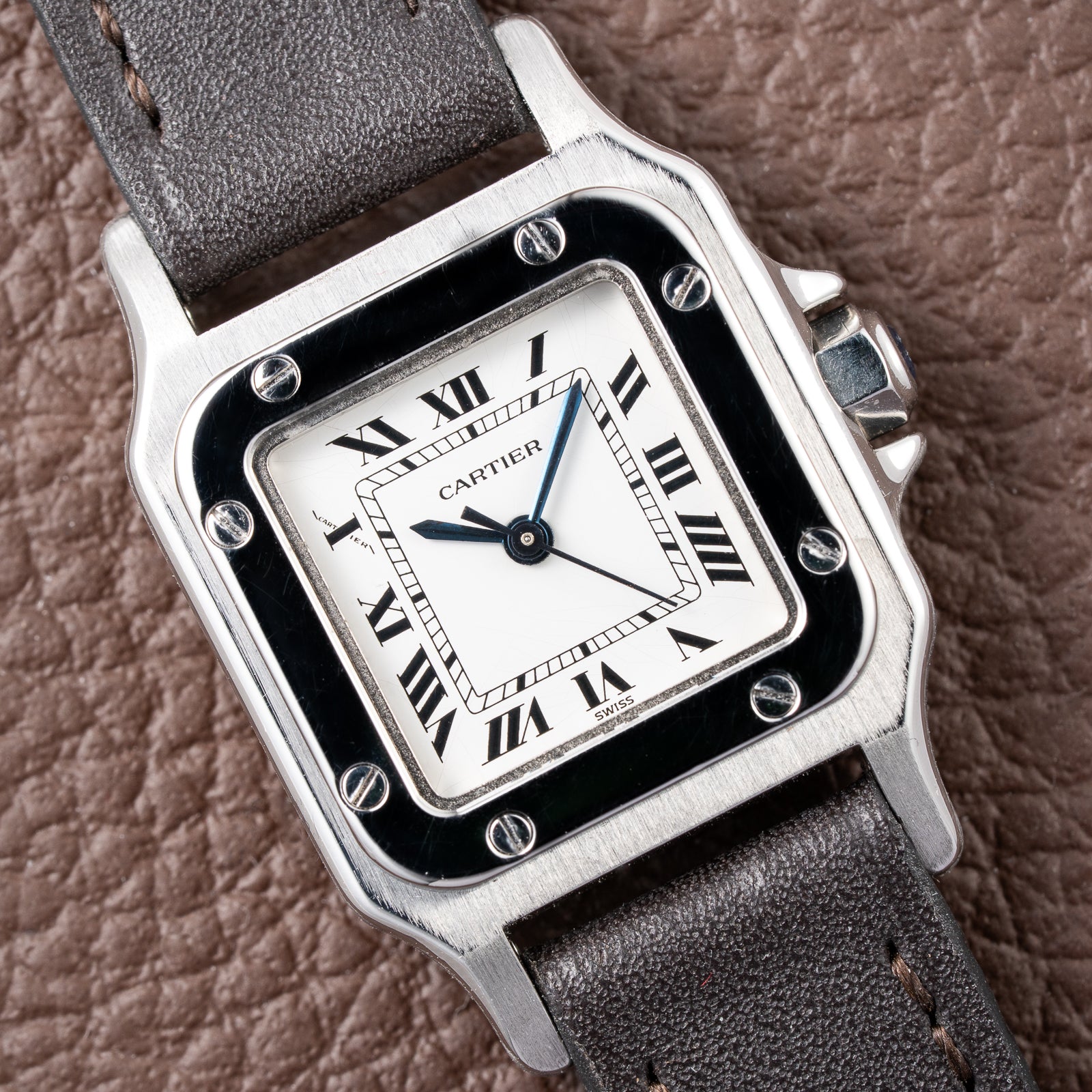 Cartier Santos Carrée Lady Automatic Steel PM Ref 0901 from 1980s
