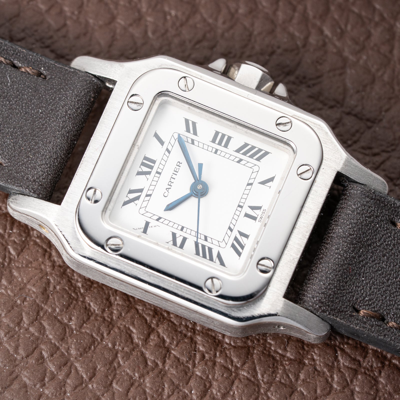 Cartier Santos Carrée Lady Automatic Steel PM Ref 0901 from 1980s
