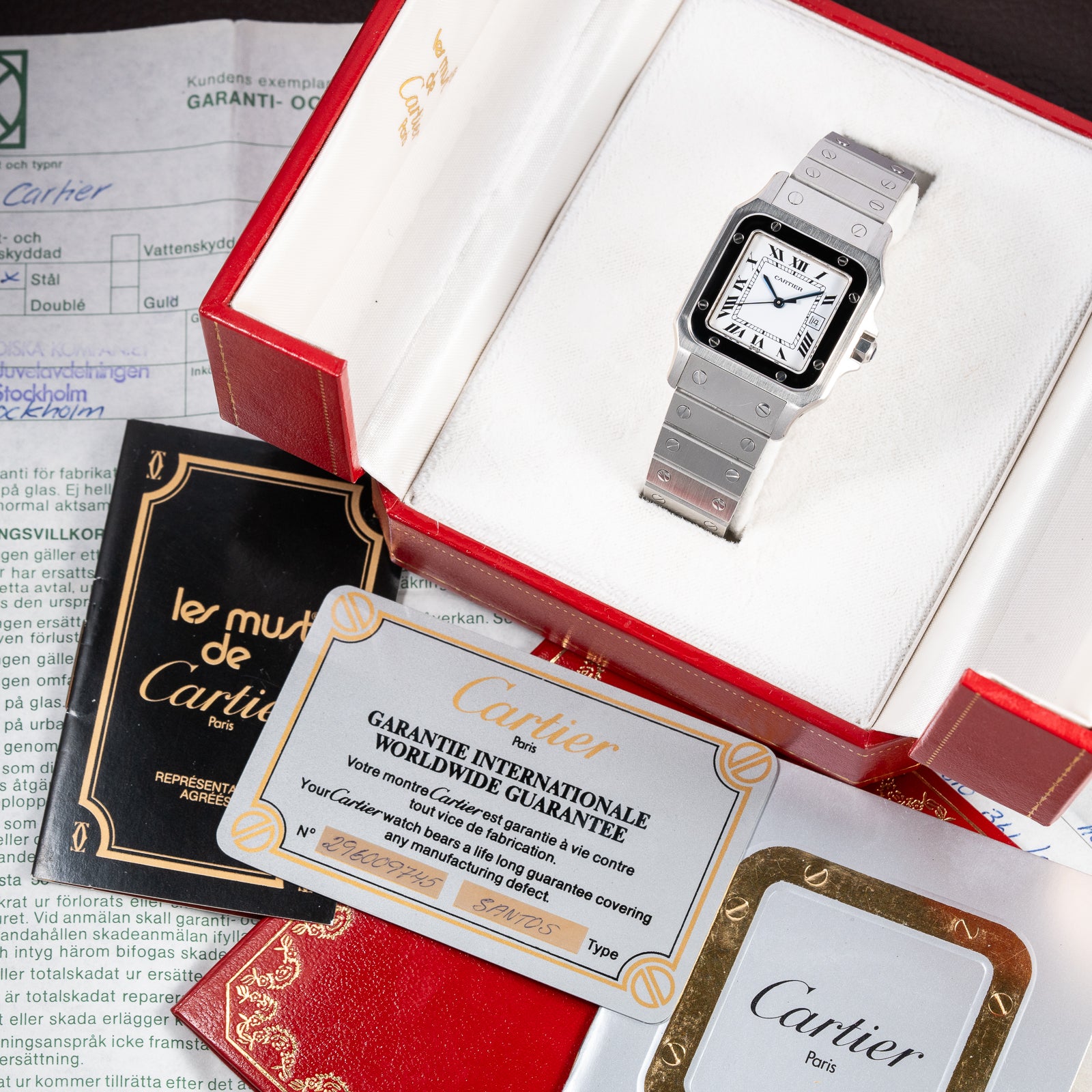 Cartier Santos Carrée Automatic Unpolished Mint Condition Ref 2960 Full Set from 1981